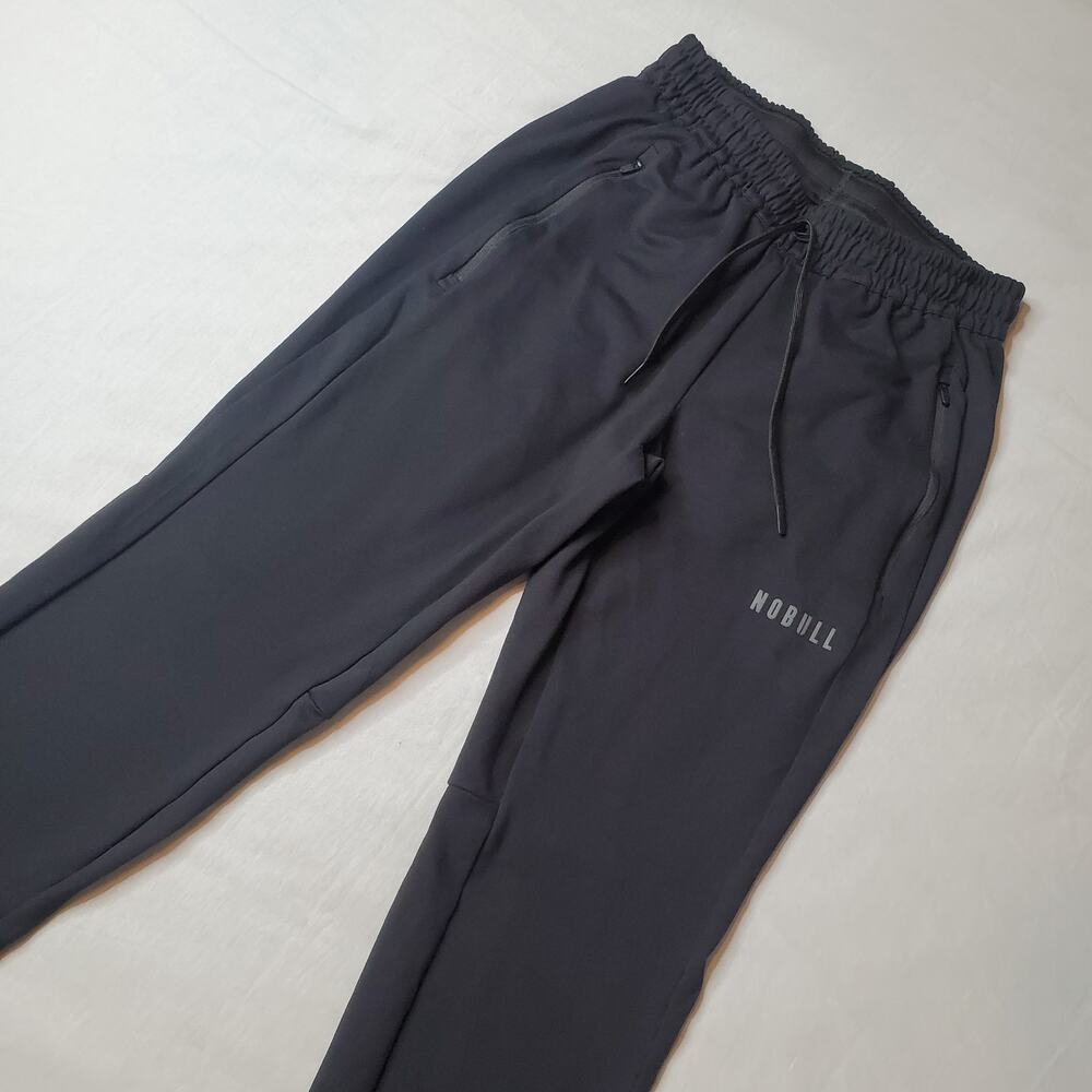 NoBull Men's Size S Jogger Sweatpant Drawstring Zip Pockets Black